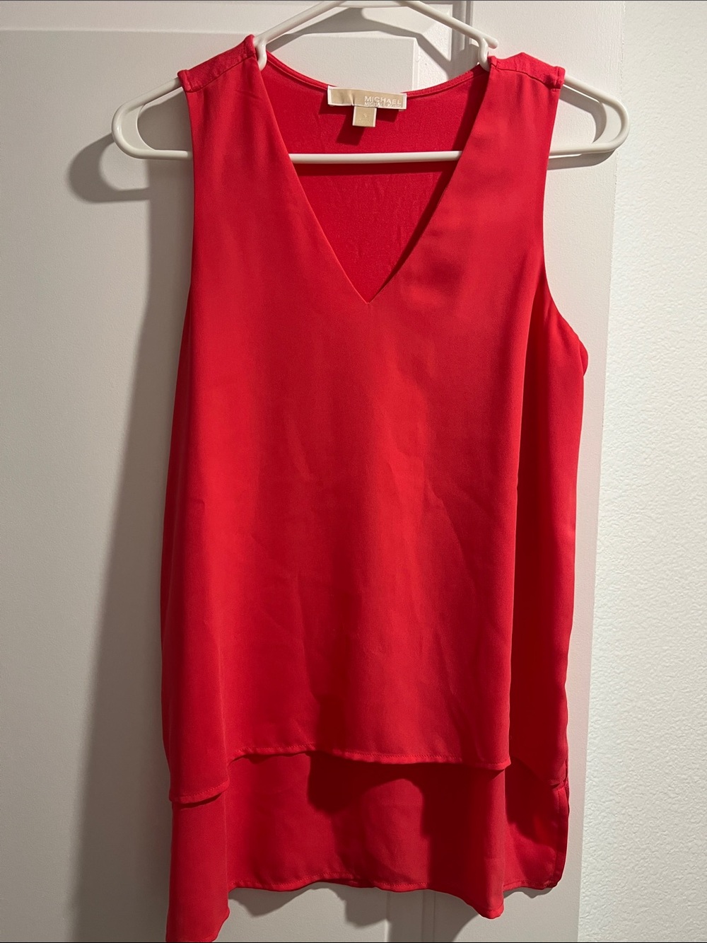 Michael Kors Bright Peach/Pink Layered V-Neck Sleeveless Camisole